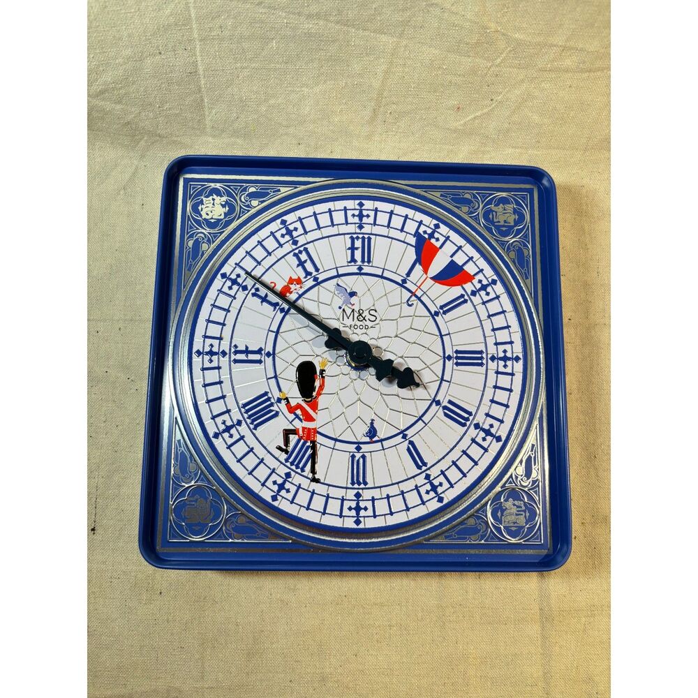 M&S Cookie Tin Clock Big Ben With British Royal Guardsman Works